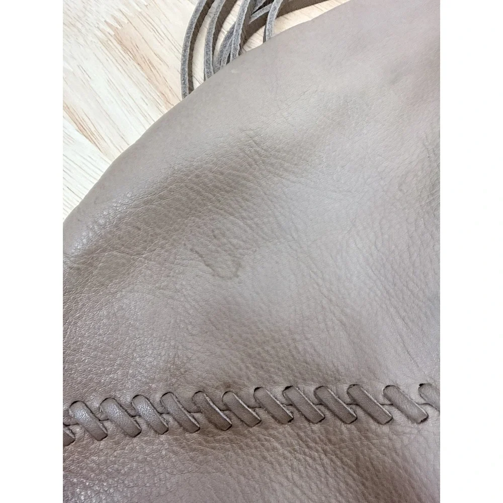 Linea Pelle Vanessa Hobo Shoulder‎ Bag Large Fringe Brown Braided Strap #6